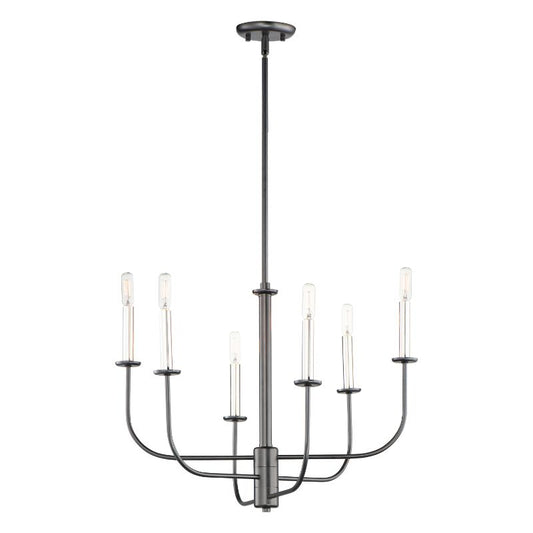 Wesley 24" 6 Light Multi-Tier Chandelier in Black and Satin Nickel