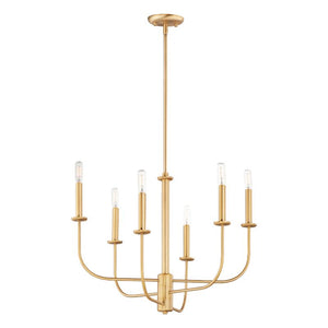 Wesley 24' 6 Light Multi-Tier Chandelier in Satin Brass