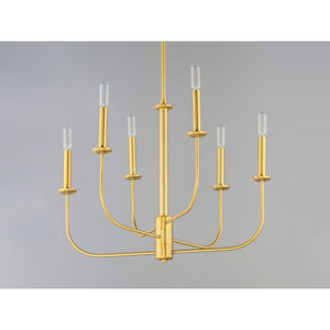 Wesley 24' 6 Light Multi-Tier Chandelier in Satin Brass