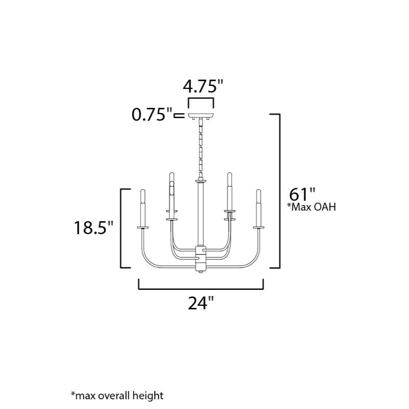 Wesley 24' 6 Light Multi-Tier Chandelier in Satin Brass