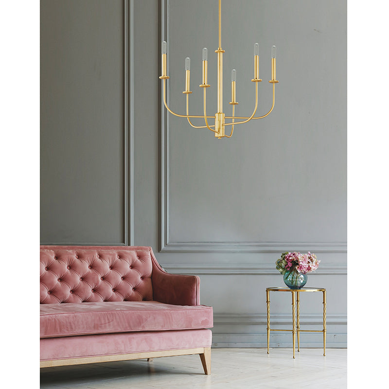 Wesley 24' 6 Light Multi-Tier Chandelier in Satin Brass
