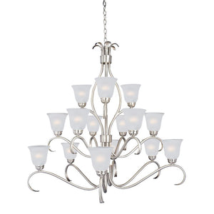 Basix 42' 15 Light Multi-Tier Chandelier in Satin Nickel