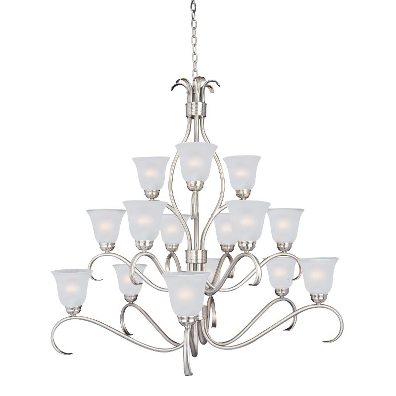 Basix 42' 15 Light Multi-Tier Chandelier in Satin Nickel