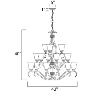 Basix 42' 15 Light Multi-Tier Chandelier in Satin Nickel