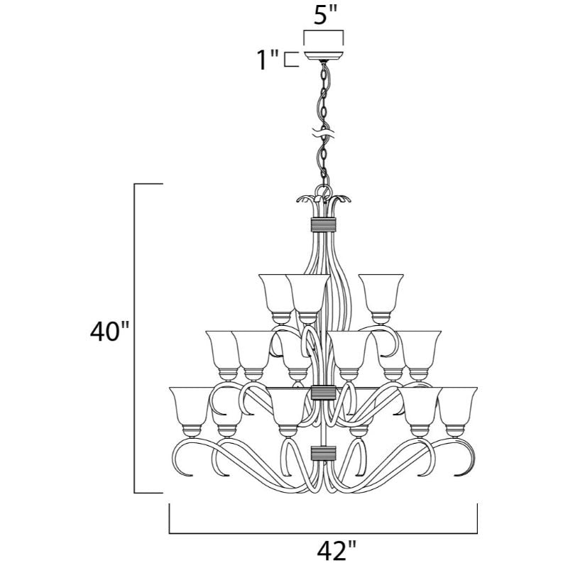 Basix 42' 15 Light Multi-Tier Chandelier in Satin Nickel
