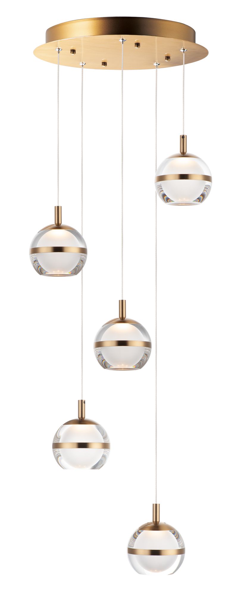 Swank 15' 5 Light Multi-Light Pendant in Natural Aged Brass