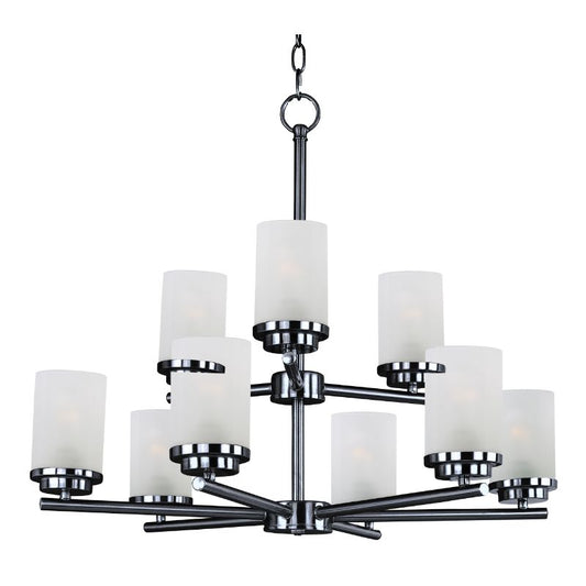 Corona 28" 9 Light Multi-Tier Chandelier in Black