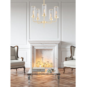 Crosby 24' 5 Light Multi-Tier Chandelier in Satin Brass