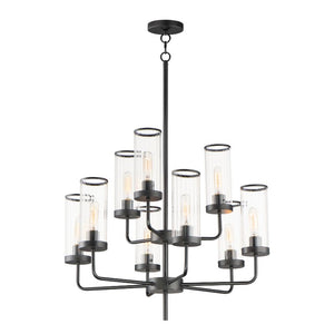 Crosby 32' 9 Light Multi-Tier Chandelier in Black