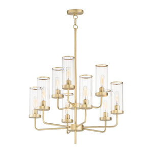 Crosby 32' 9 Light Multi-Tier Chandelier in Satin Brass