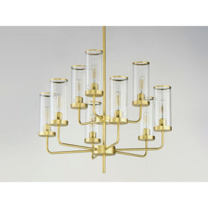 Crosby 32' 9 Light Multi-Tier Chandelier in Satin Brass
