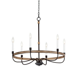 Franklin 28.5' 6 Light Single-Tier Chandelier in Driftwood Black