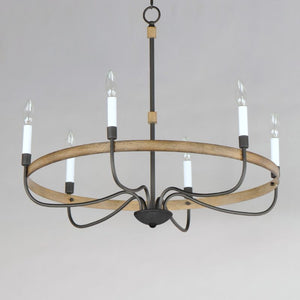 Franklin 28.5' 6 Light Single-Tier Chandelier in Driftwood Black
