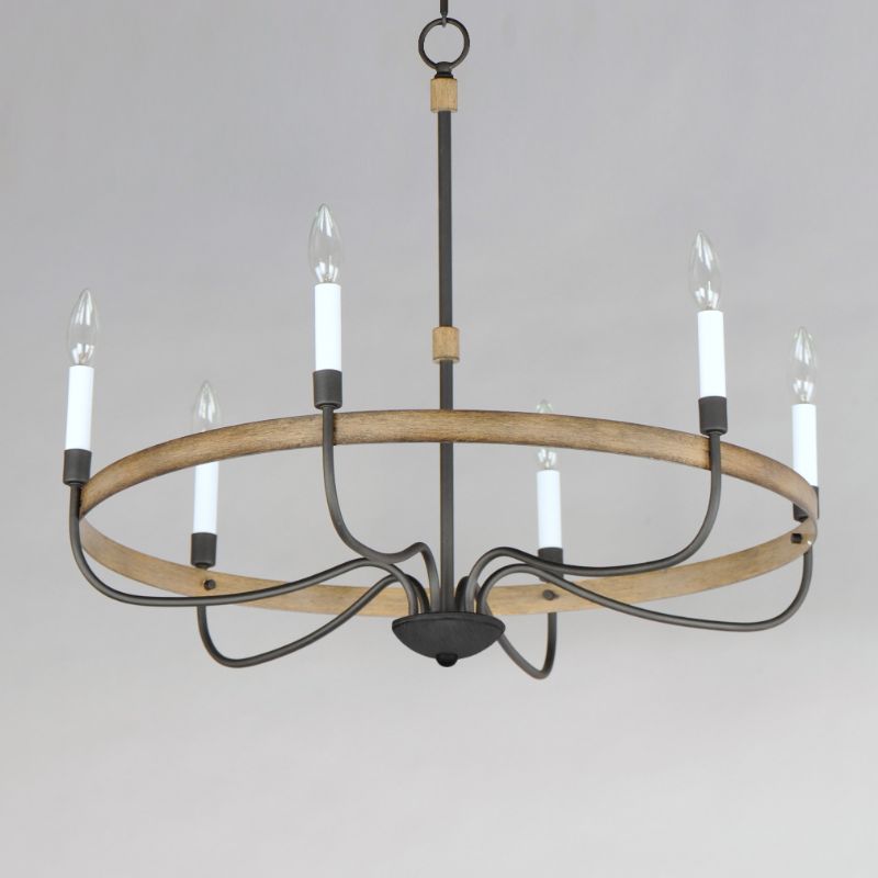 Franklin 28.5' 6 Light Single-Tier Chandelier in Driftwood Black
