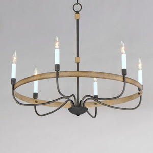 Franklin 28.5' 6 Light Single-Tier Chandelier in Driftwood Black