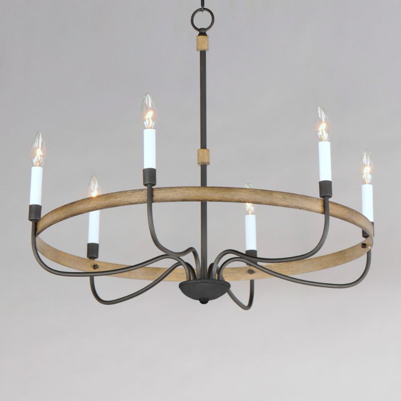 Franklin 28.5' 6 Light Single-Tier Chandelier in Driftwood Black