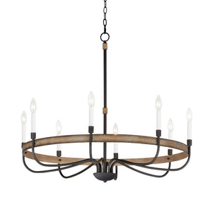 Franklin 36' 8 Light Single-Tier Chandelier in Driftwood Black