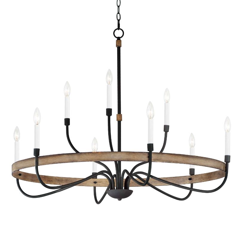 Franklin 40' 9 Light Single-Tier Chandelier in Driftwood Black