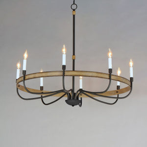 Franklin 40' 9 Light Single-Tier Chandelier in Driftwood Black