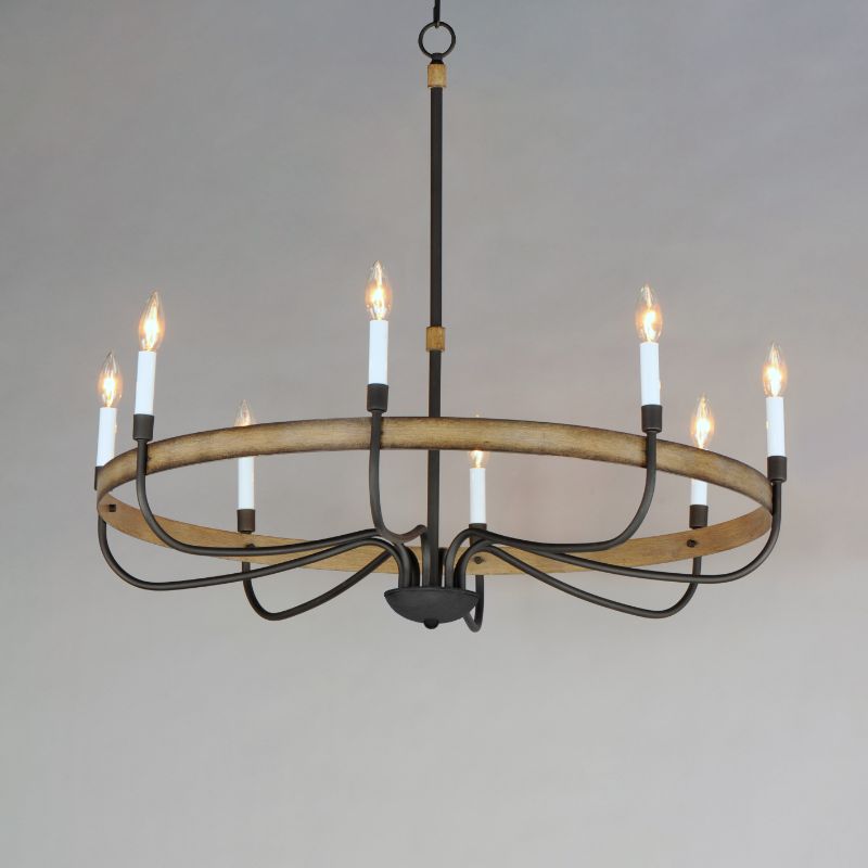 Franklin 40' 9 Light Single-Tier Chandelier in Driftwood Black