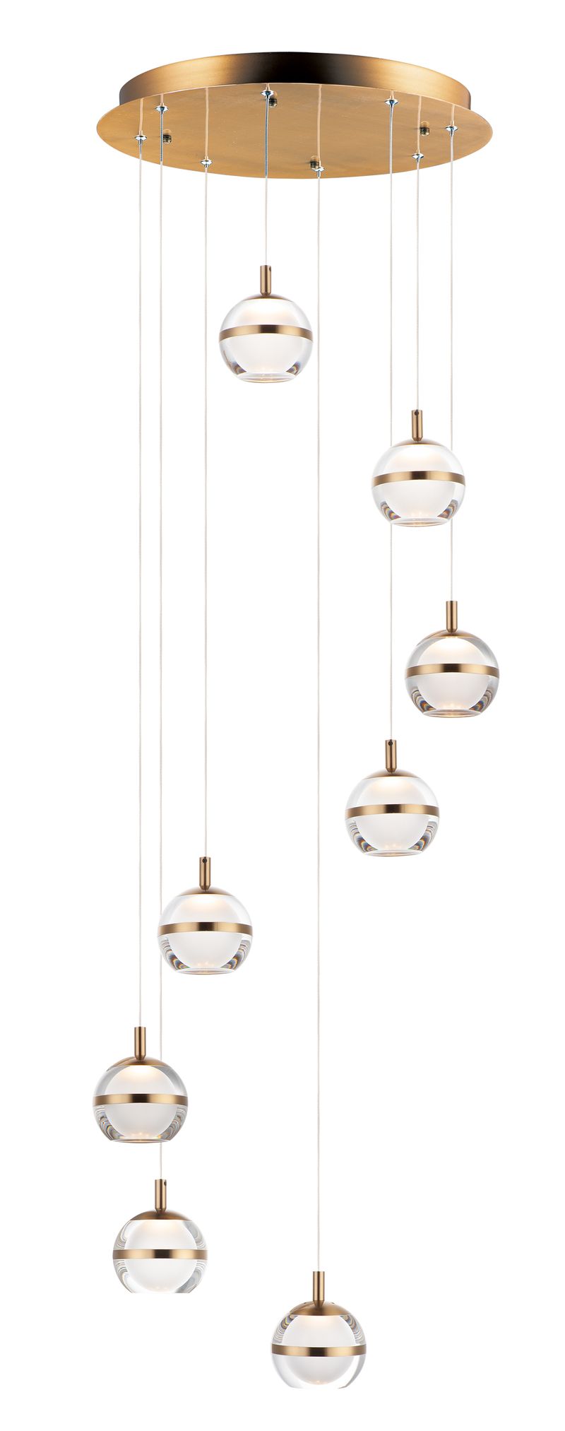 Swank 19' 8 Light Multi-Light Pendant in Natural Aged Brass