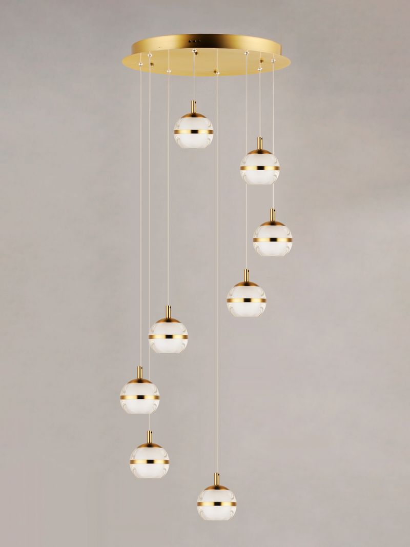 Swank 19' 8 Light Multi-Light Pendant in Natural Aged Brass