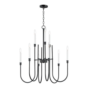 Tux 30' 9 Light Multi-Tier Chandelier in Black