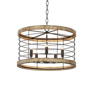 Homestead 24' 5 Light Suspension Chandelier in Driftwood Black