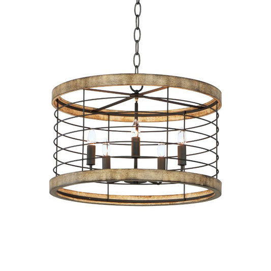 Homestead 24" 5 Light Suspension Chandelier in Driftwood Black