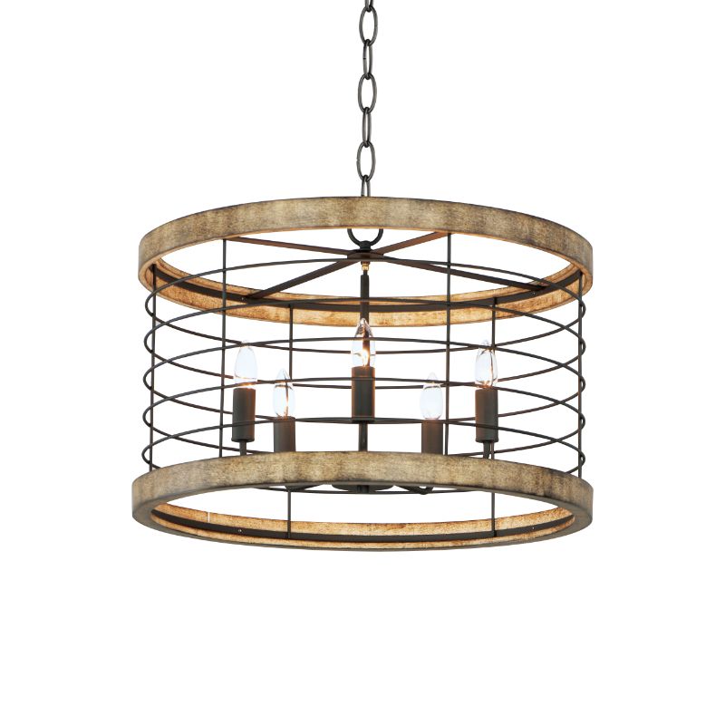Homestead 24' 5 Light Suspension Chandelier in Driftwood Black
