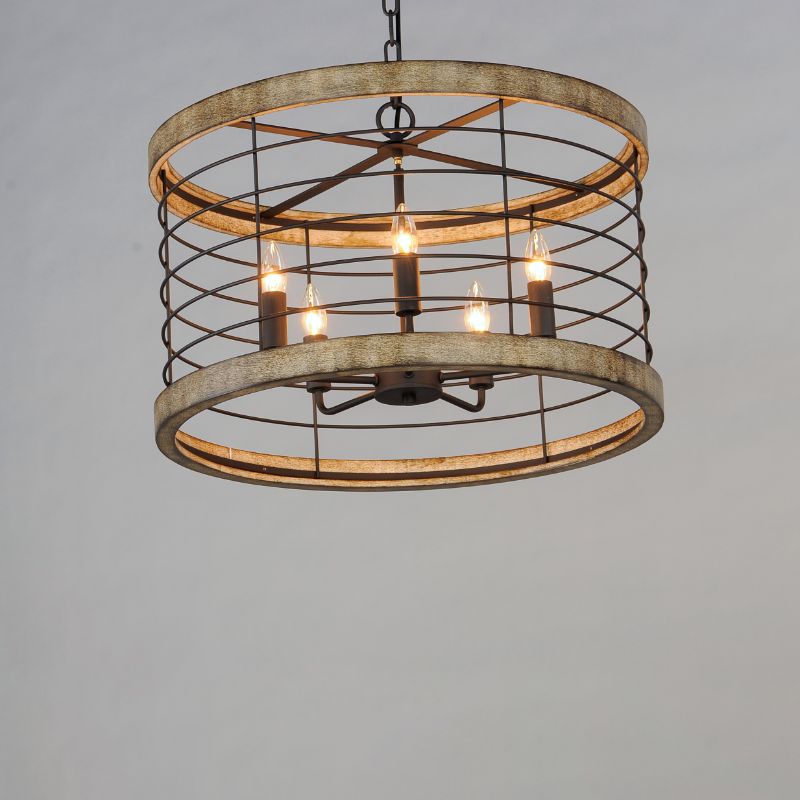 Homestead 24' 5 Light Suspension Chandelier in Driftwood Black