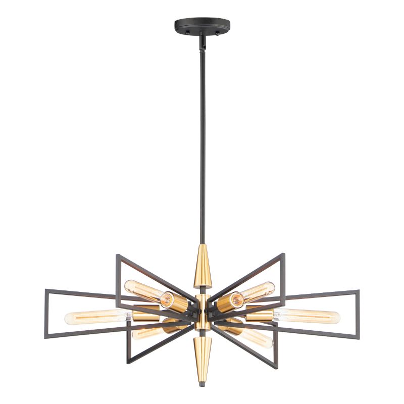 Wings 29' 6 Light Single-Tier Chandelier in Black and Satin Brass