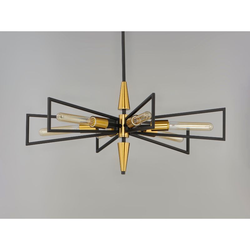 Wings 29' 6 Light Single-Tier Chandelier in Black and Satin Brass