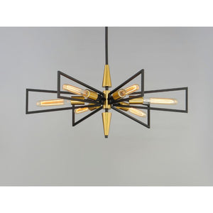 Wings 29' 6 Light Single-Tier Chandelier in Black and Satin Brass