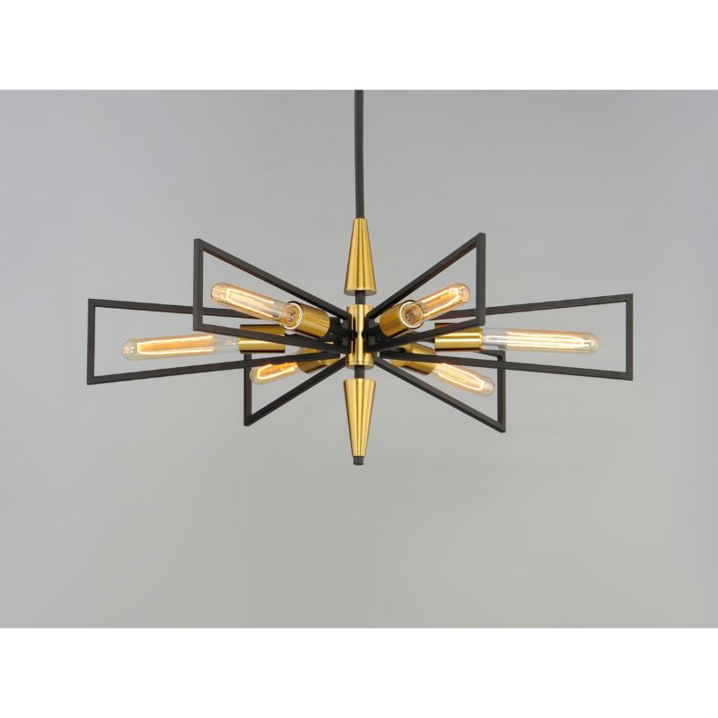 Wings 29' 6 Light Single-Tier Chandelier in Black and Satin Brass