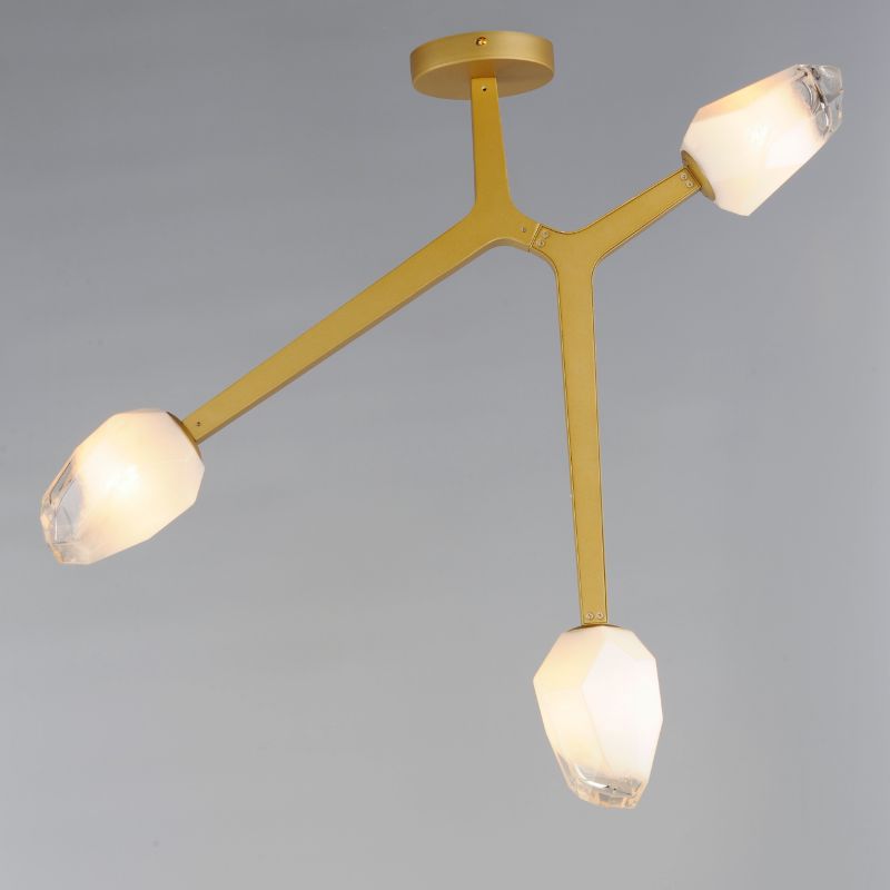 Blossom 20' 3 Light Flush Mount in Natural Aged Brass