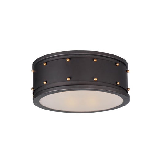 Trestle 13" 2 Light Flush Mount in Oil Rubbed Bronze Antique Brass