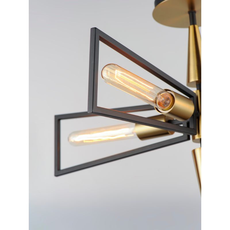 Wings 25' 4 Light Flush Mount in Black and Satin Brass