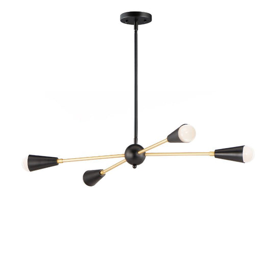 Lovell 16.25" 4 Light Multi-Light Pendant in Black and Satin Brass