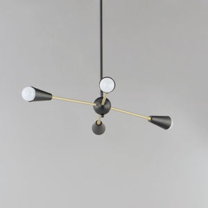 Lovell 16.25' 4 Light Multi-Light/Suspension Pendant in Black and Satin Brass