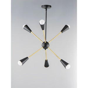Lovell 26' 6 Light Multi-Light/Suspension Pendant in Black and Satin Brass