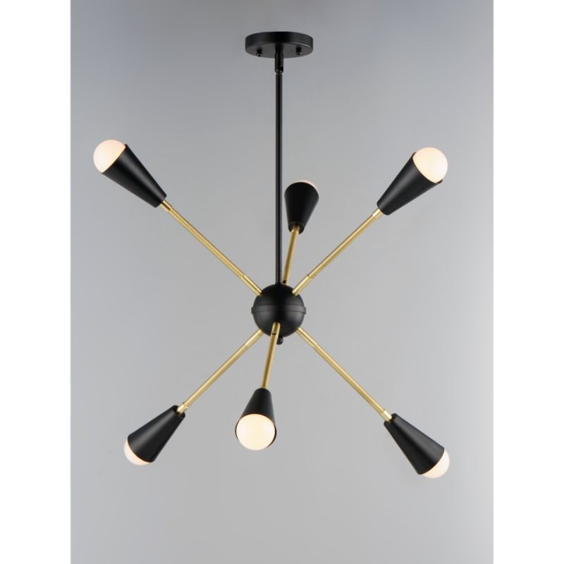 Lovell 26' 6 Light Multi-Light/Suspension Pendant in Black and Satin Brass