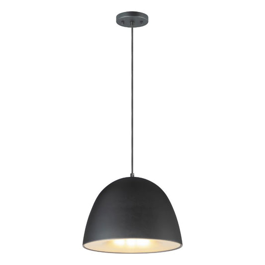 Fungo 15.75" Single Light Suspension Pendant in Black and Satin Brass