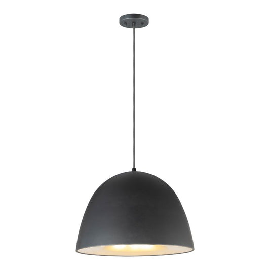 Fungo 23.5" Single Light Suspension Pendant in Black and Satin Brass