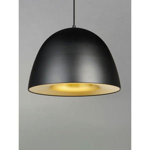 Fungo 23.5' Single Light Suspension Pendant in Black and Satin Brass