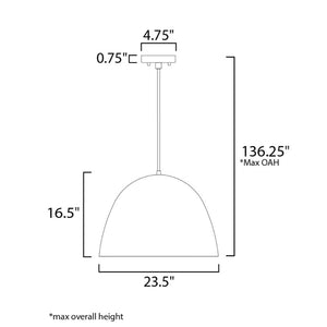 Fungo 23.5' Single Light Suspension Pendant in Black and Satin Brass