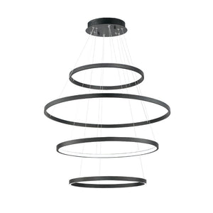 Groove 39.5' 4 Light Single Pendant in Black