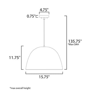 Palla 15.75' Single Light Suspension Pendant in Dark Grey and Coffee
