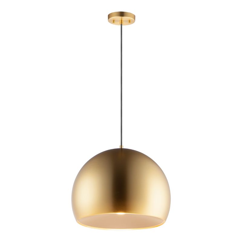 Palla 15.75' Single Light Suspension Pendant in Satin Brass and Coffee