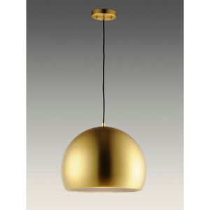 Palla 19.75' Single Light Suspension Pendant in Satin Brass and Coffee